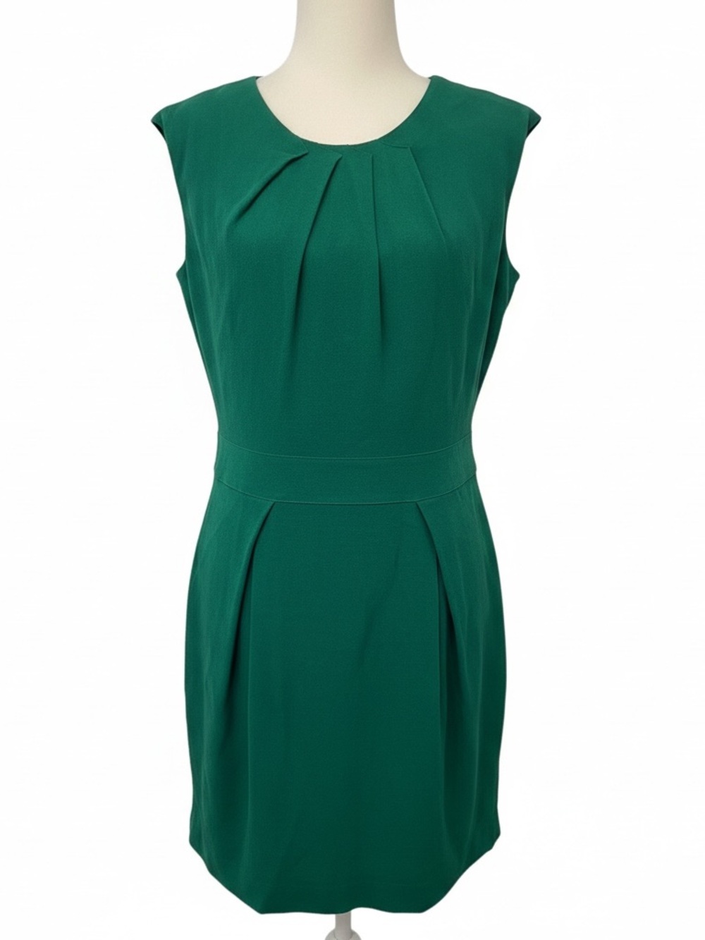 Lafayette 148 New York Emerald Green Pleated Sheath Dress Size 6 Wool Blend